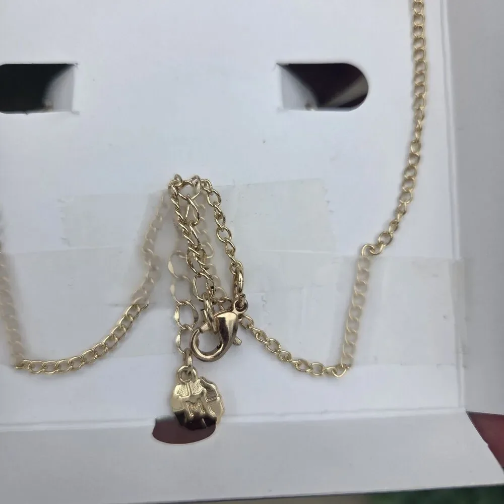 MONET Gold Tone Amber Crystal Teardrop Pendant Necklace Leverback Earrings...